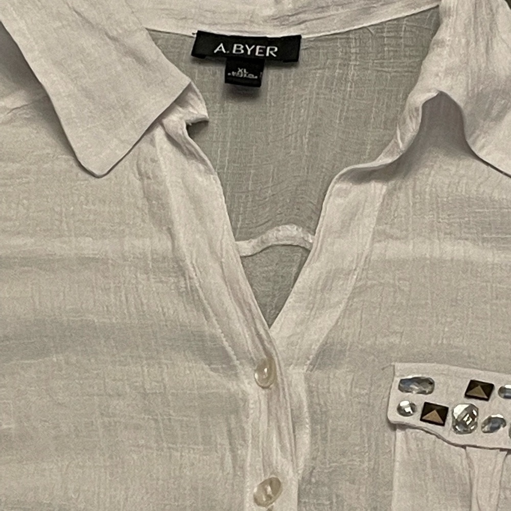 A Byer linen tie front top